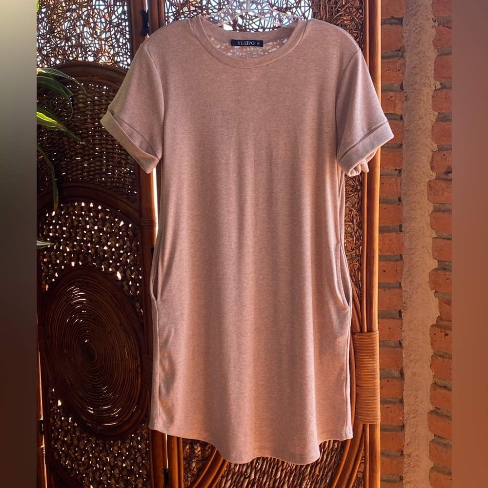 Yexipo  Short Sleeve Tee Dress Pockets Size S